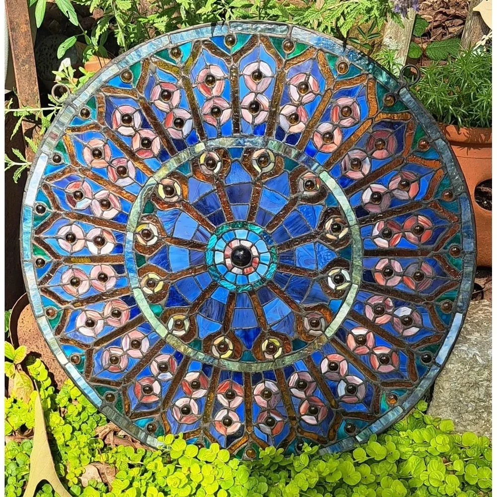 20" Tiffany Style Stained Glass Hanging Sun Catcher - Picture 1 of 12